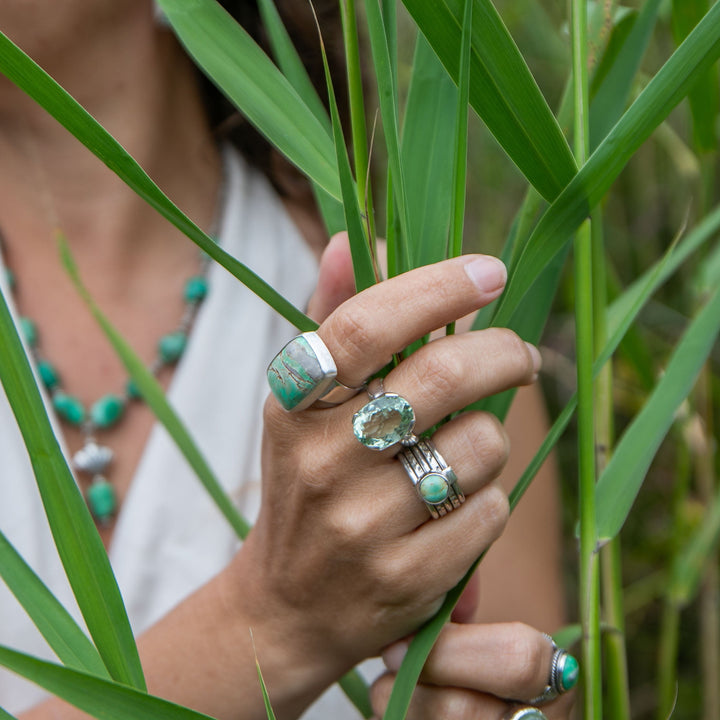 Stack Variscite Ring set in Sterling Silver - Size 6.5 US