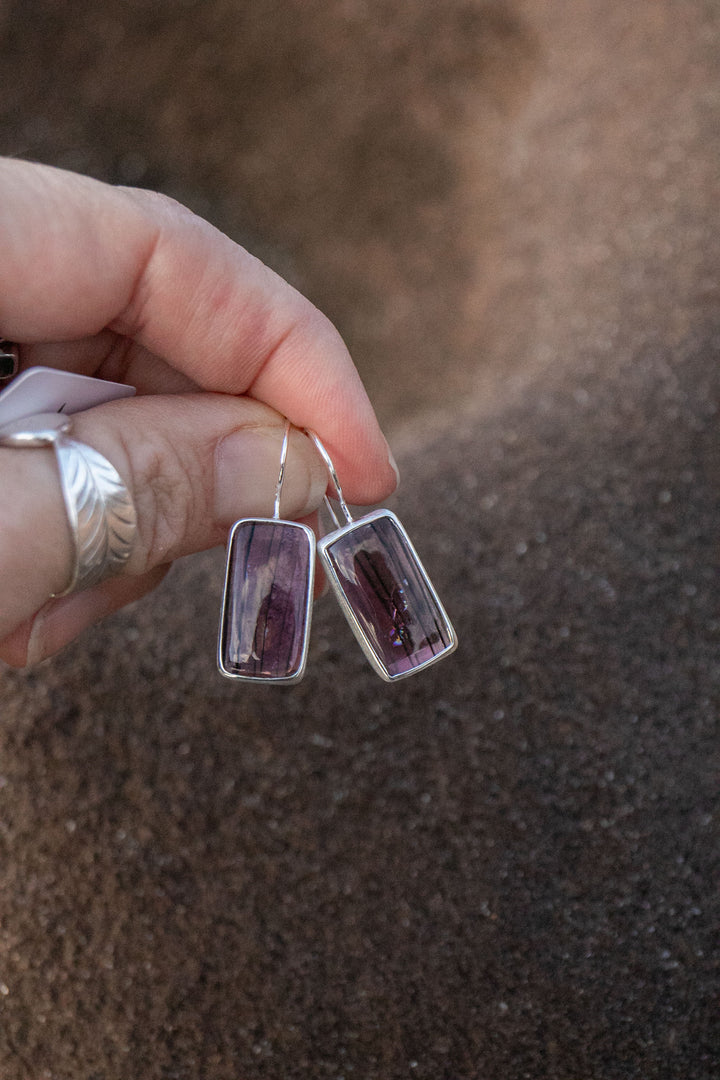 Pink Tourmaline Earrings in Brushed 92.5% Sterling Silver