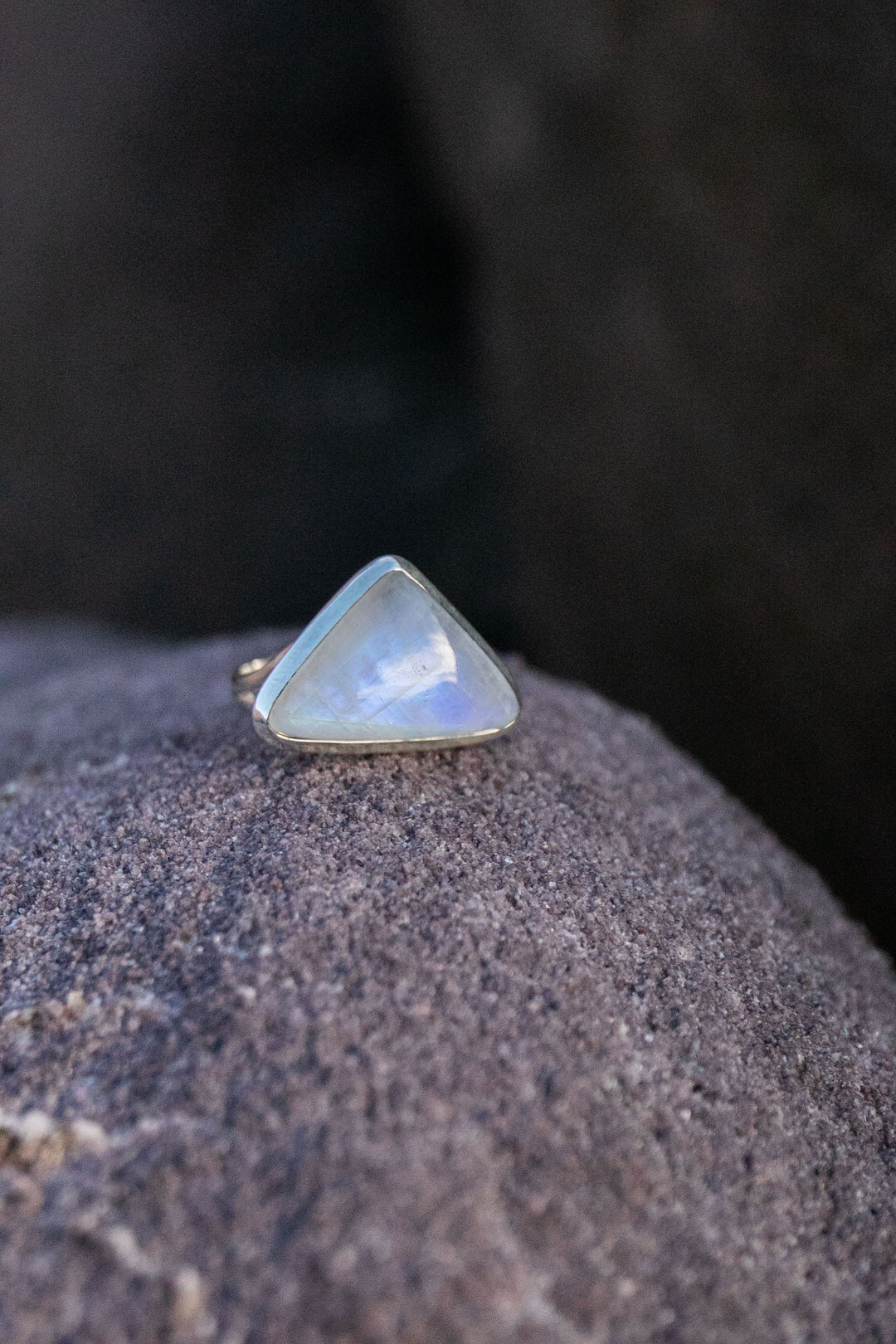 Rainbow Moonstone Ring in Sterling Silver Setting - Size 9.5 US