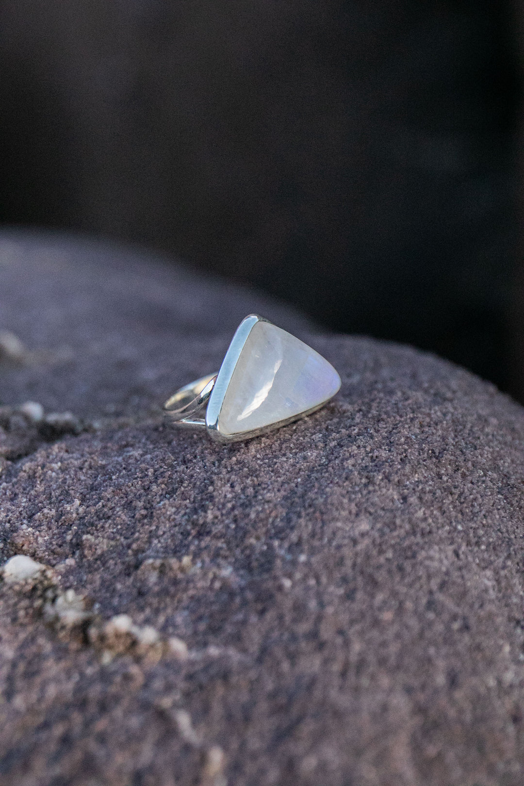Rainbow Moonstone Ring in Sterling Silver Setting - Size 9.5 US