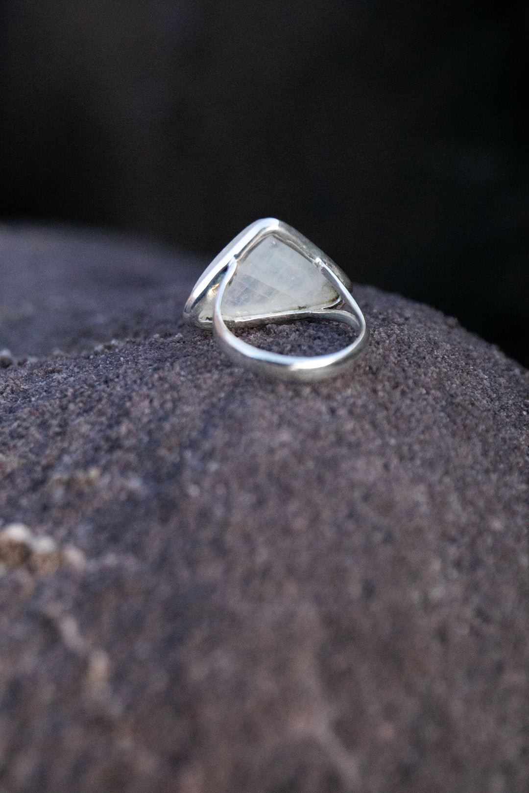 Rainbow Moonstone Ring in Sterling Silver Setting - Size 9.5 US