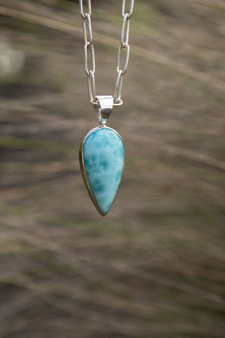 Larimar Pendant in Sterling Silver Setting