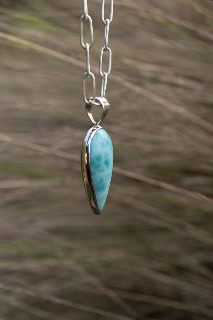 Larimar Pendant in Sterling Silver Setting