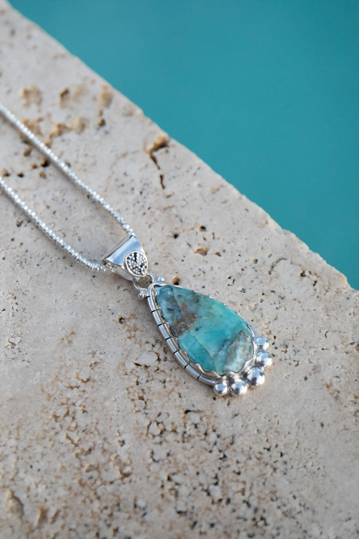 Statement Peruvian Opal Pendant in Tribal Sterling Silver Setting