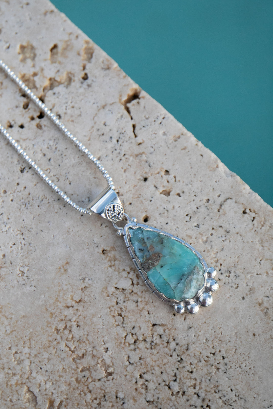 Statement Peruvian Opal Pendant in Tribal Sterling Silver Setting