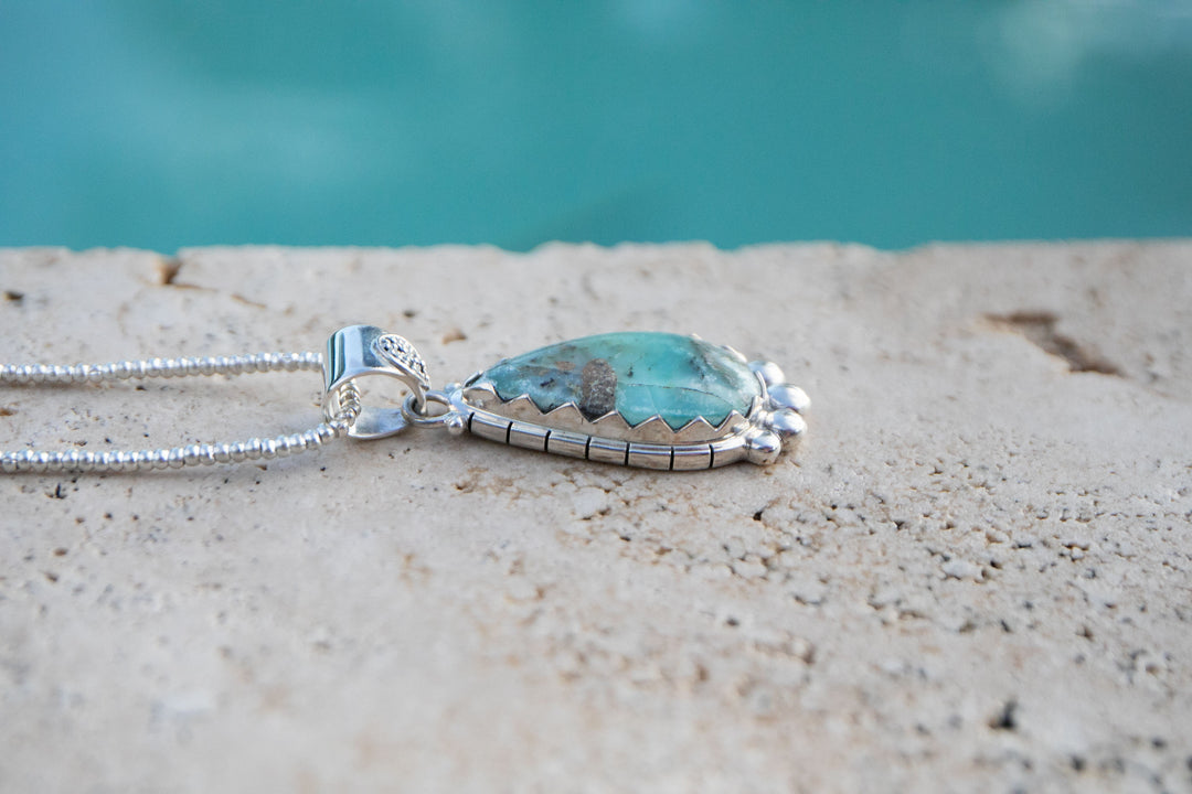Statement Peruvian Opal Pendant in Tribal Sterling Silver Setting