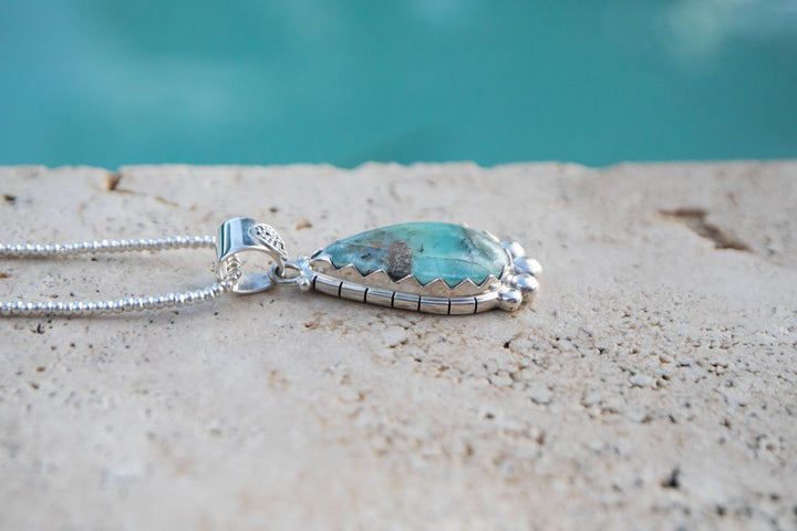 Statement Peruvian Opal Pendant in Tribal Sterling Silver Setting