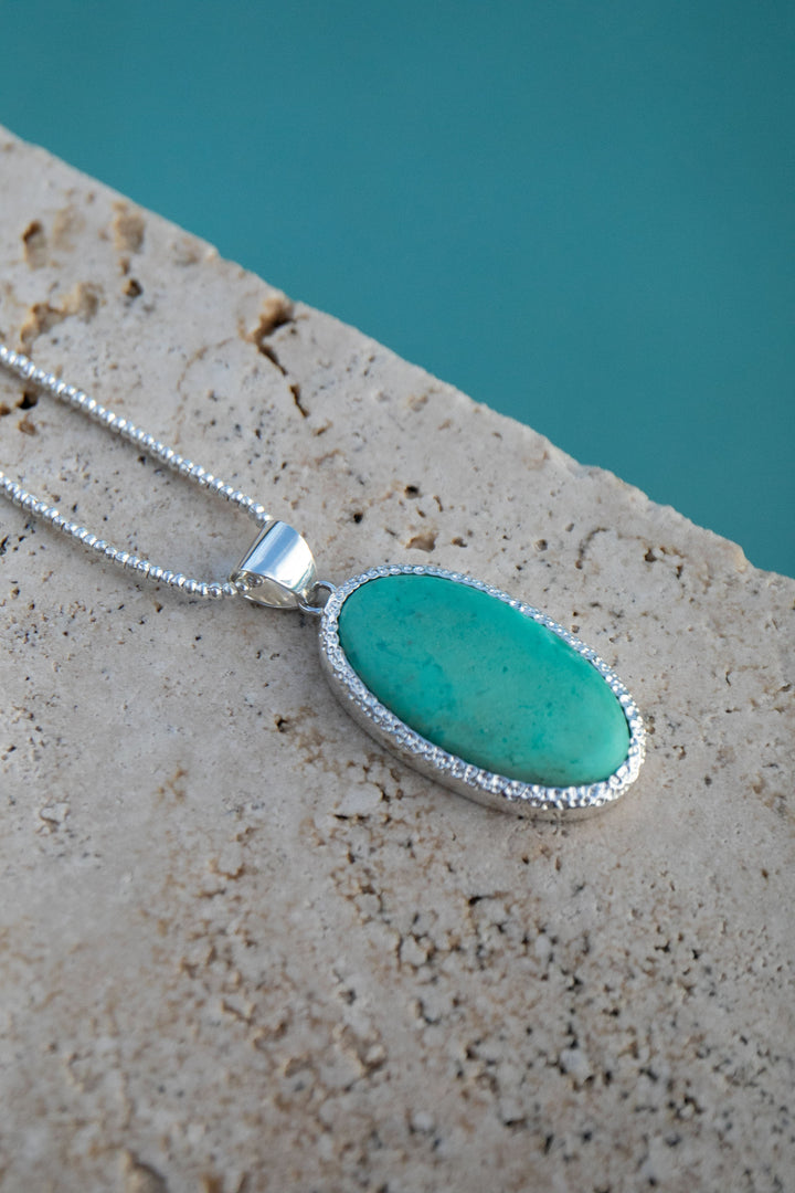 Statement Variscite Pendant in Bezel Sterling Silver Setting
