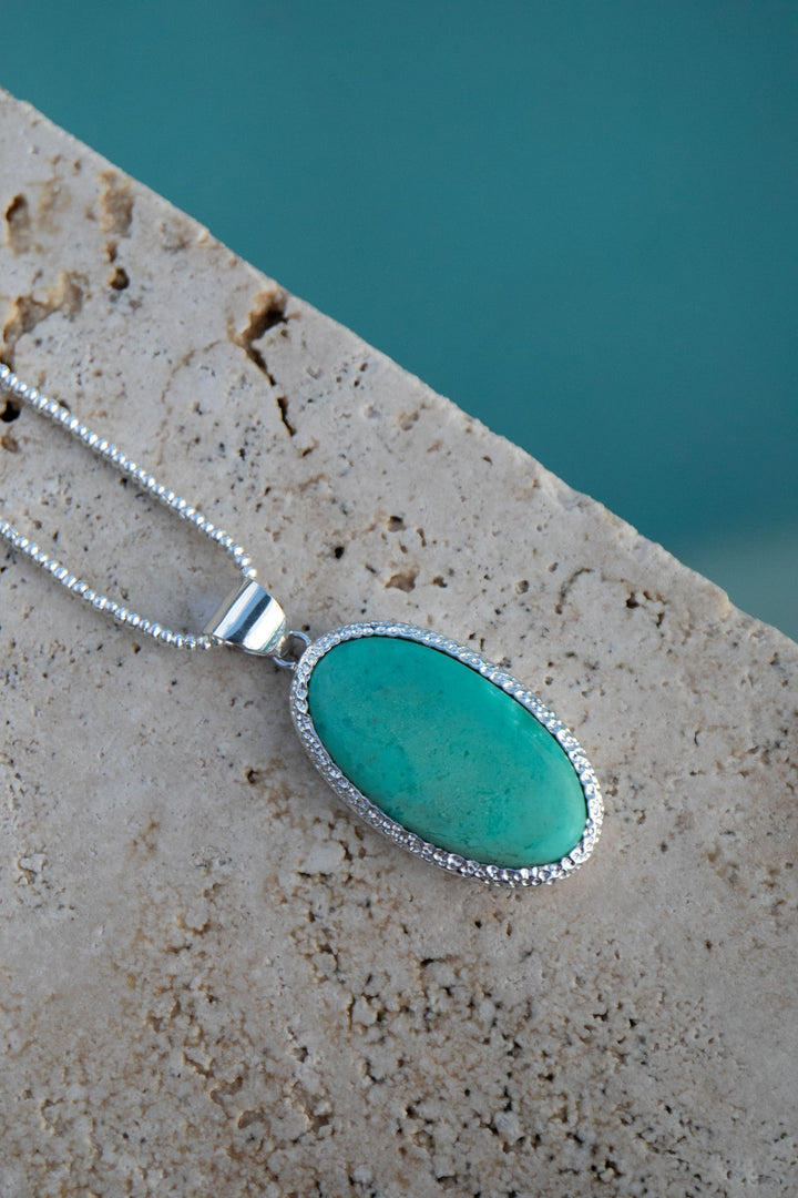 Statement Variscite Pendant in Bezel Sterling Silver Setting