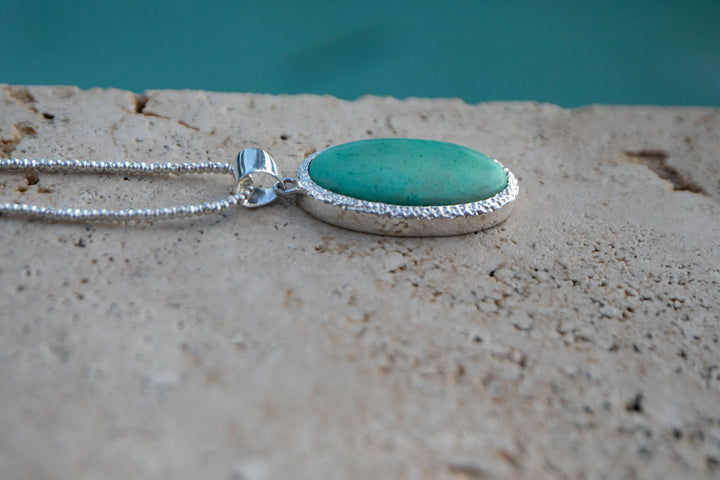 Statement Variscite Pendant in Bezel Sterling Silver Setting