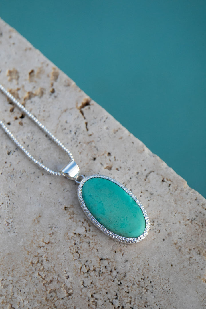 Statement Variscite Pendant in Bezel Sterling Silver Setting