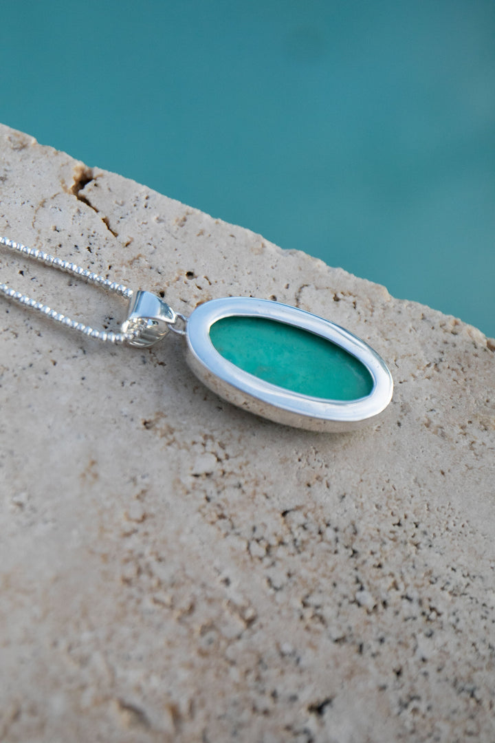 Statement Variscite Pendant in Bezel Sterling Silver Setting