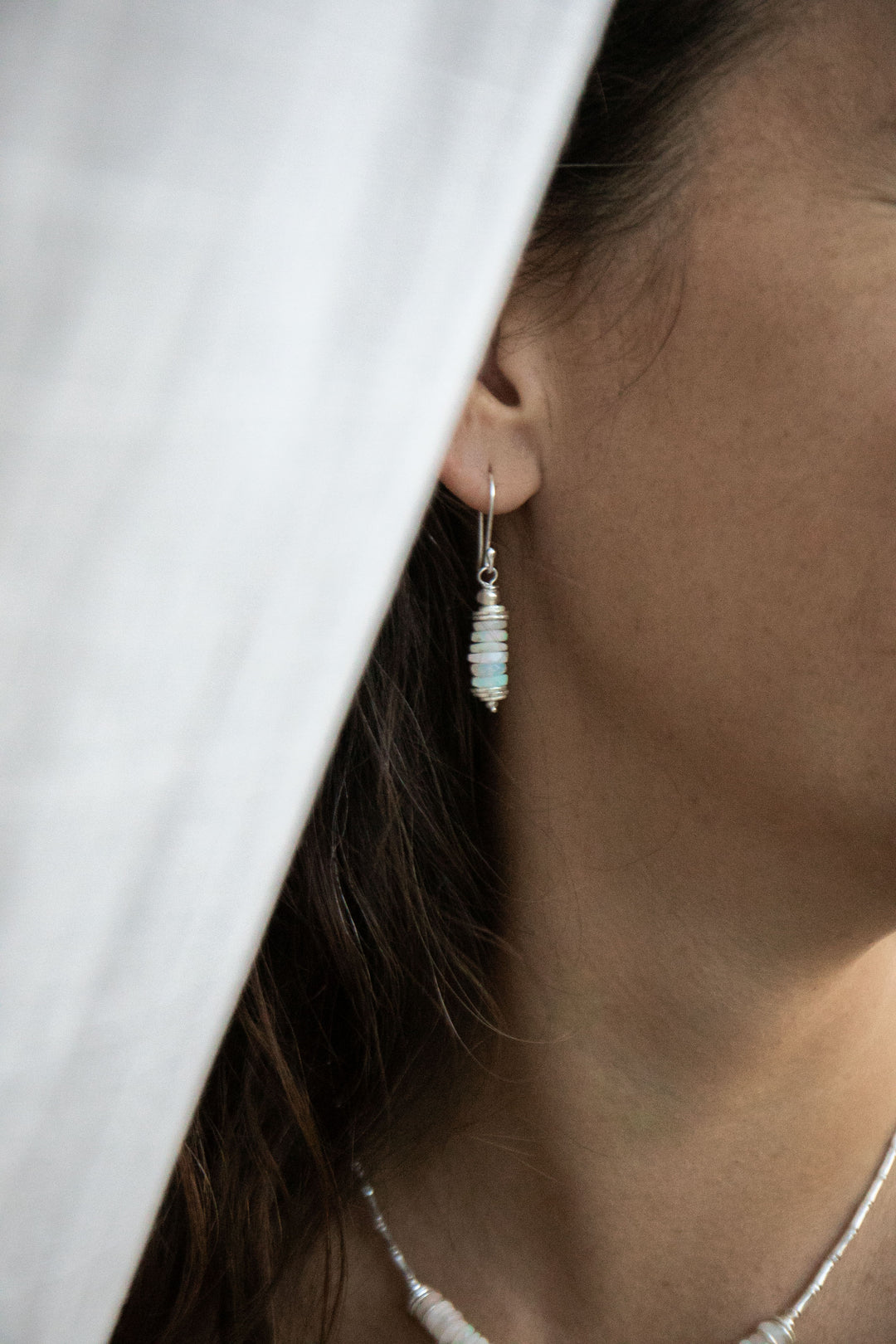 Ethiopian Opal Stack Earrings with Hill Tribe Silver