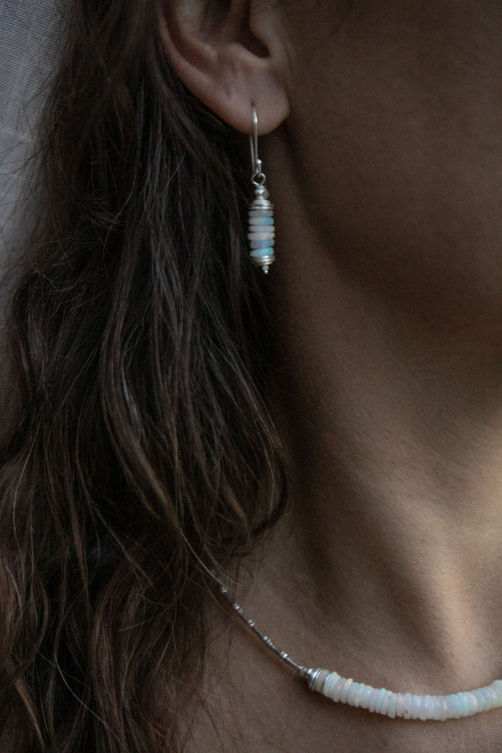 Ethiopian Opal Stack Earrings with Hill Tribe Silver