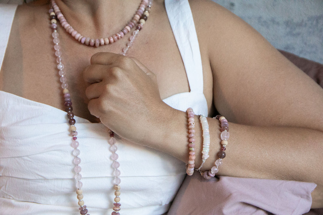 Pink Opal Bracelet with Thai Hill Tribe Silver