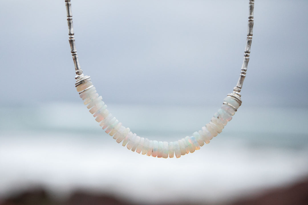 Ethiopian Opal and Thai Hill Tribe Silver Necklace