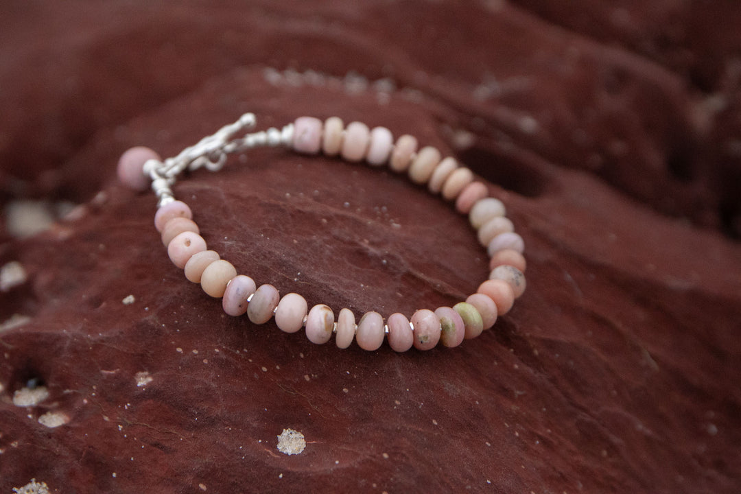 Pink Opal Bracelet with Thai Hill Tribe Silver