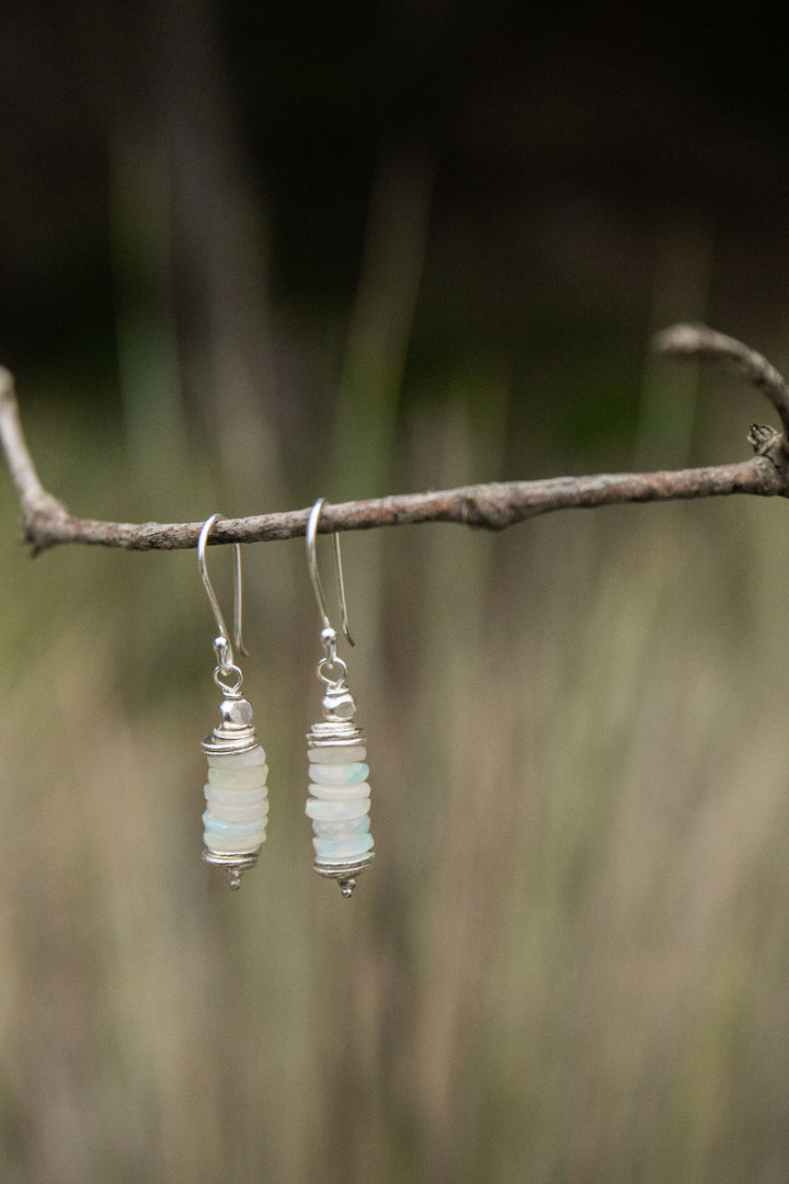 Ethiopian Opal Stack Earrings with Hill Tribe Silver