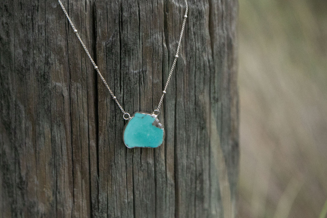 Arizona Turquoise Pendant on Delicate Sterling Silver Chain