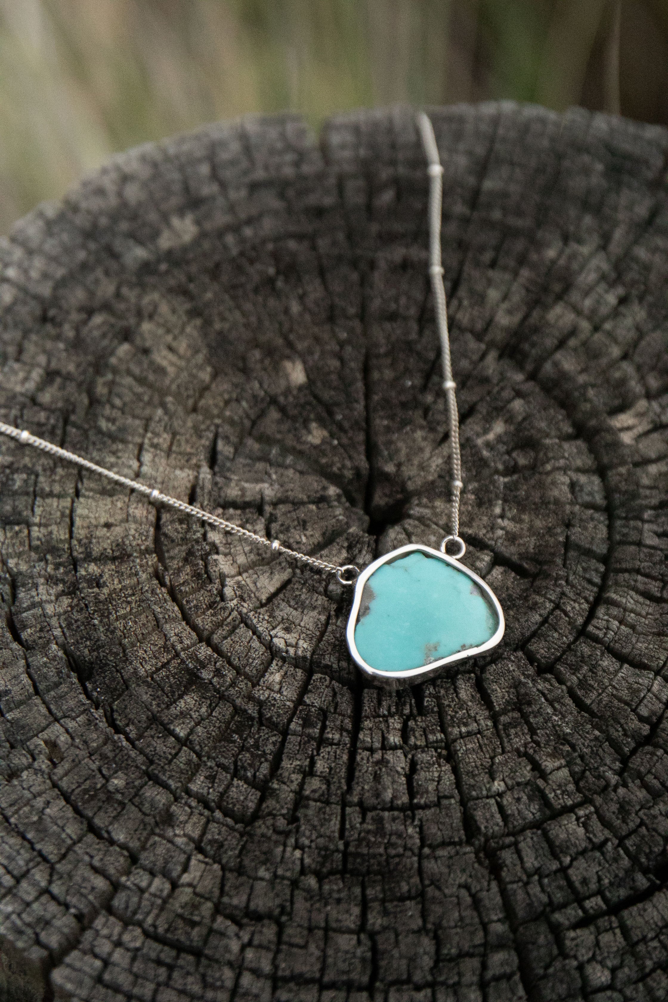 Arizona Turquoise Pendant on Delicate Sterling Silver Chain – Juno