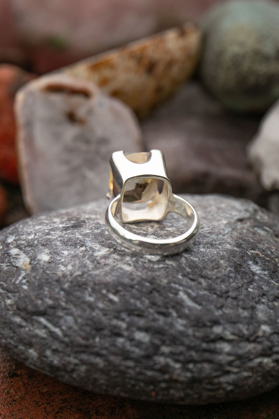 Faceted Citrine Ring set in Sterling Silver - Size 9 US