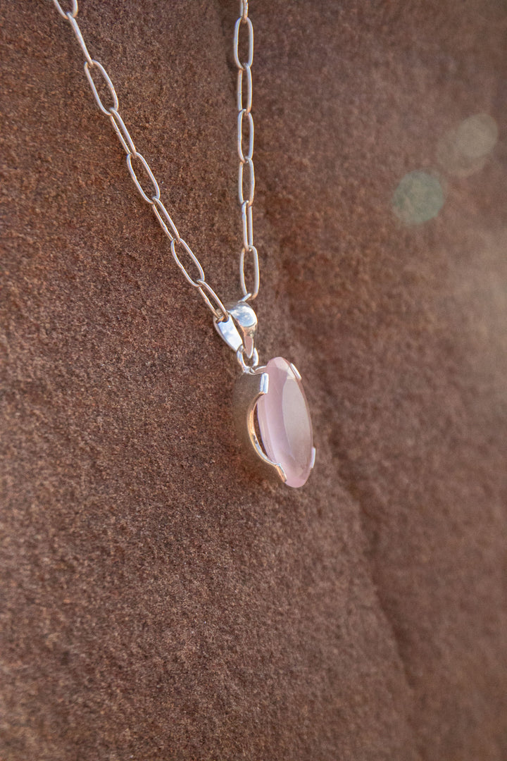 Faceted Rose Quartz Pendant set in Sterling Silver Setting