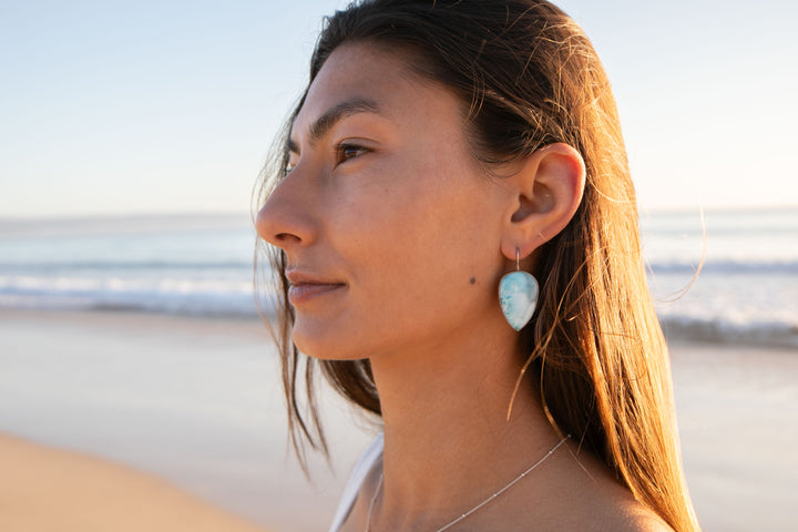 Statement Larimar Earrings set in 92.5% Sterling Silver