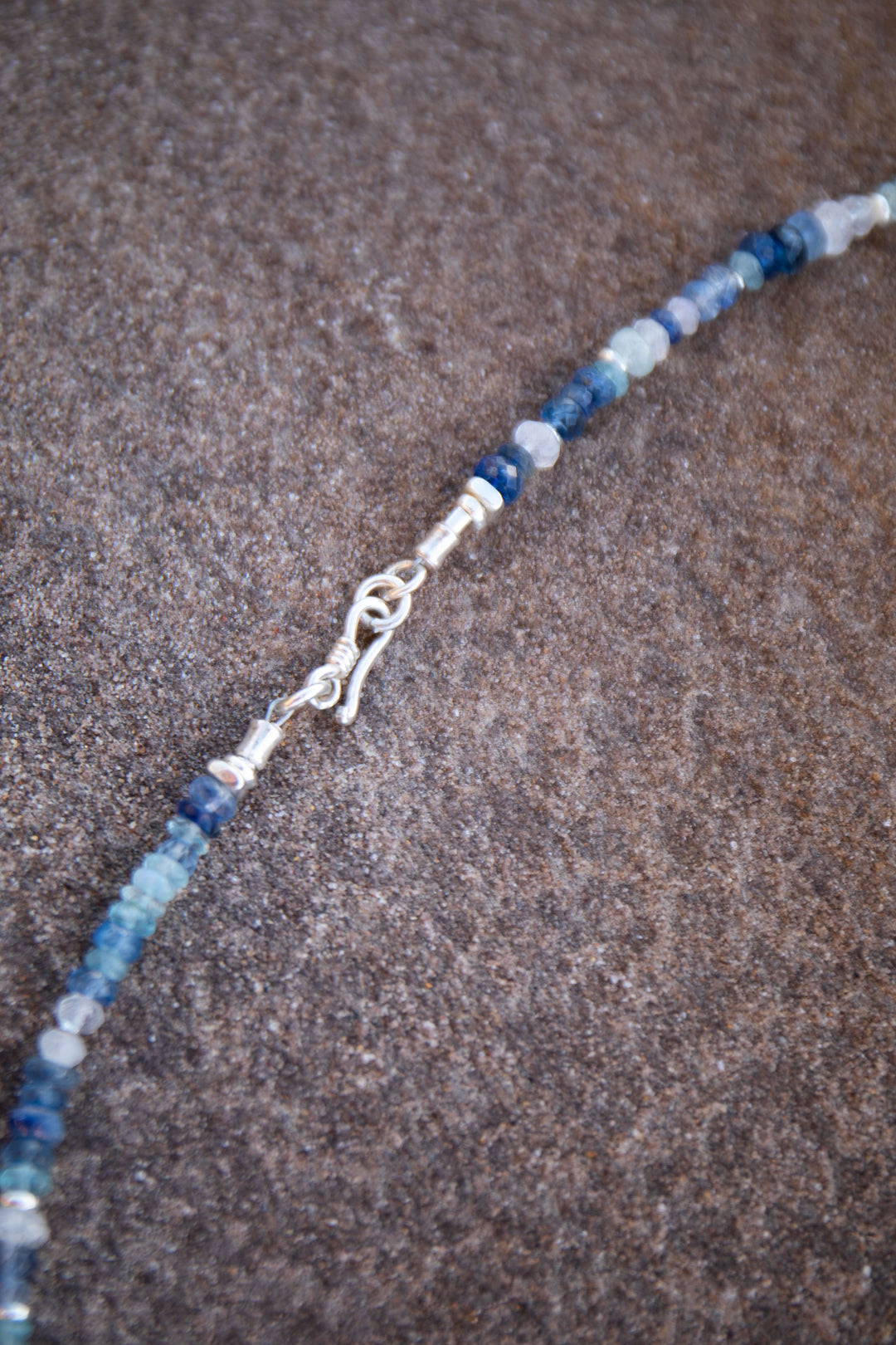 Blue Kyanite, Rainbow Moonstone and Aquamarine Choker Style Necklace