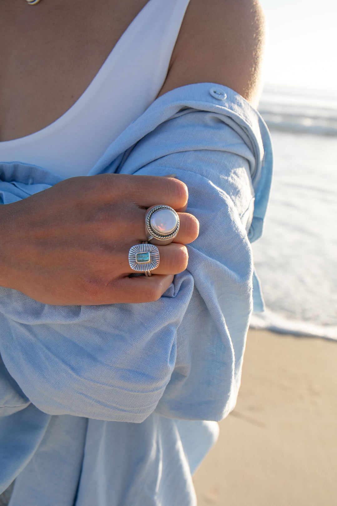 Chunky Freshwater Pearl Ring in Sterling Silver - Size 7.5 US