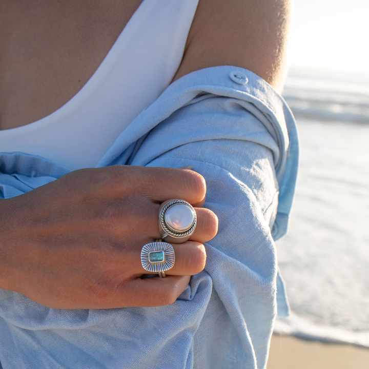 Chunky Freshwater Pearl Ring in Sterling Silver - Size 7.5 US