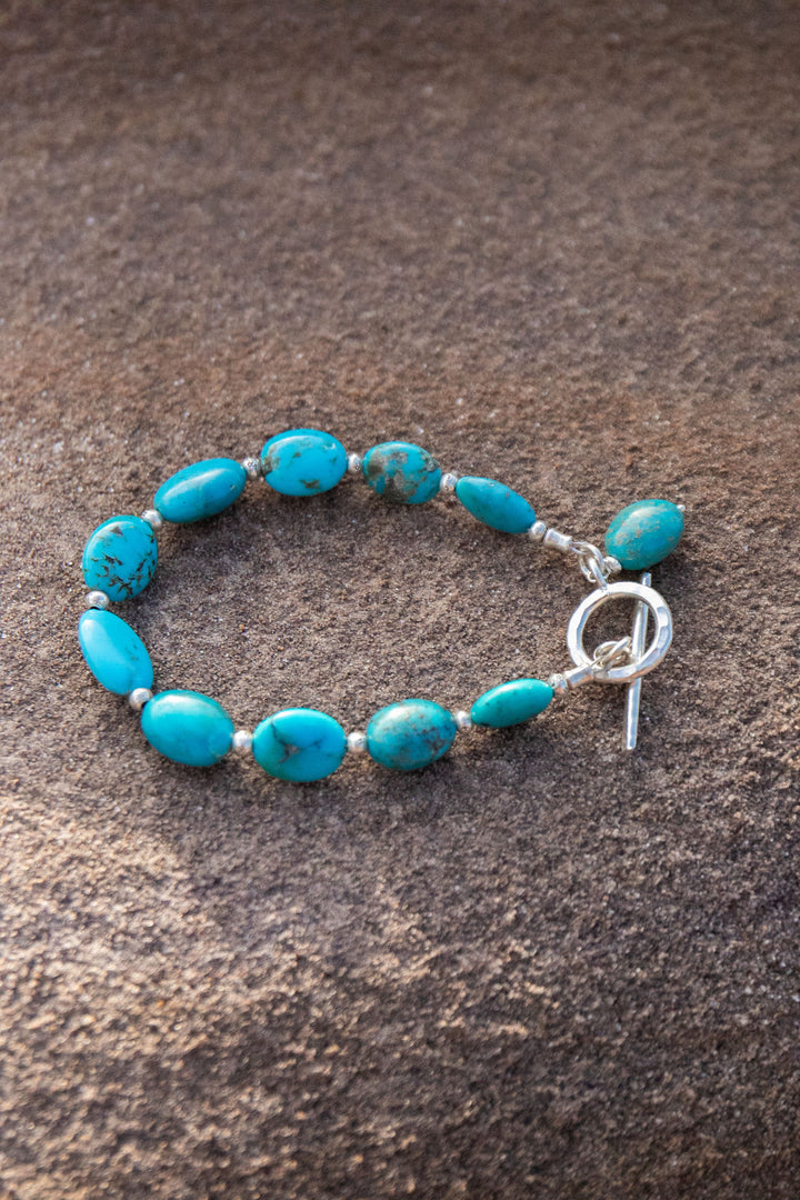 Genuine Arizona Turquoise Bracelet with Thai Hill tribe Silver