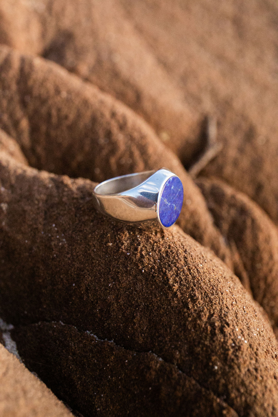 Lapis Lazuli Ring in Sterling Silver Signet Setting - Size 9 US