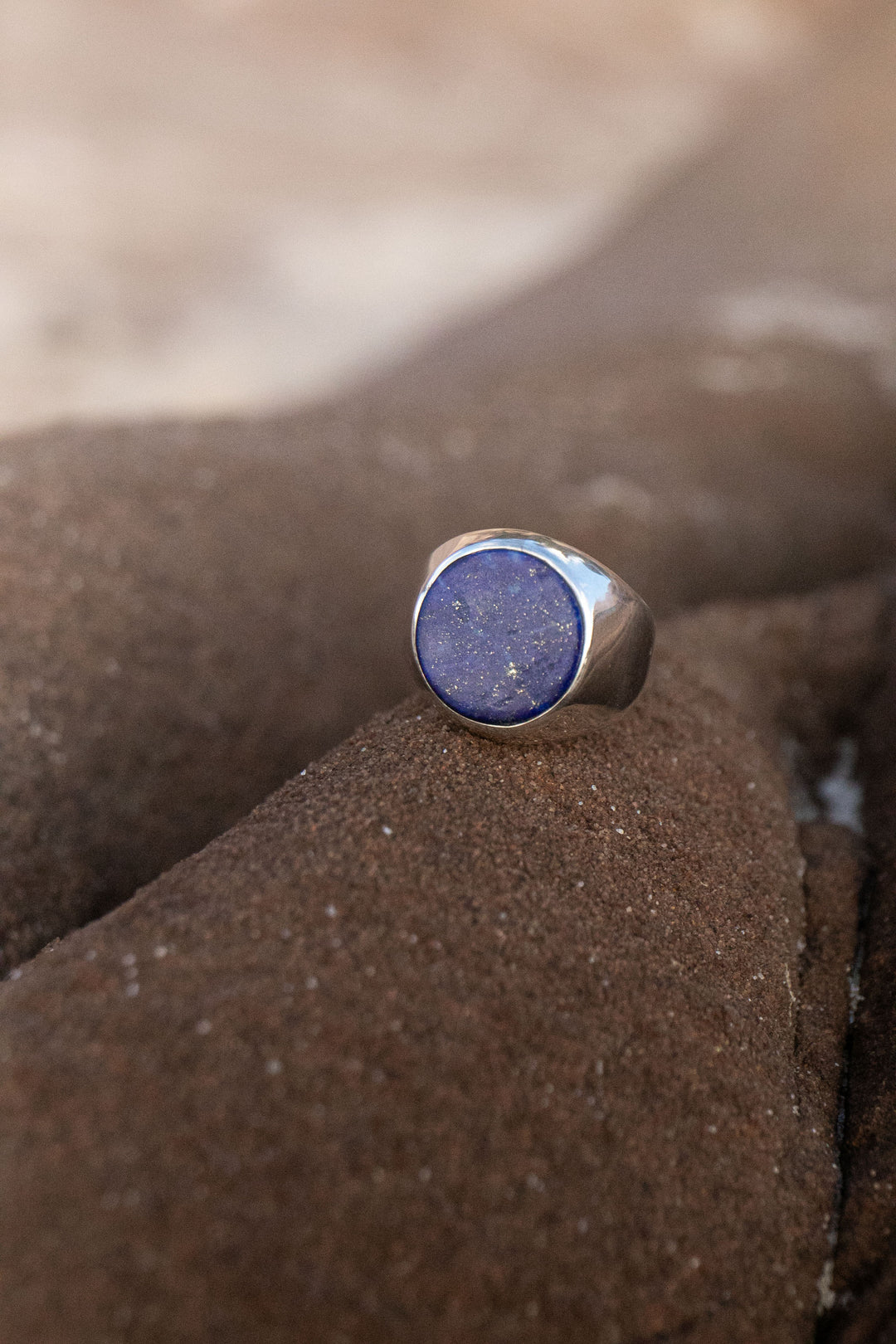 Lapis Lazuli Ring in Sterling Silver Signet Setting - Size 9 US