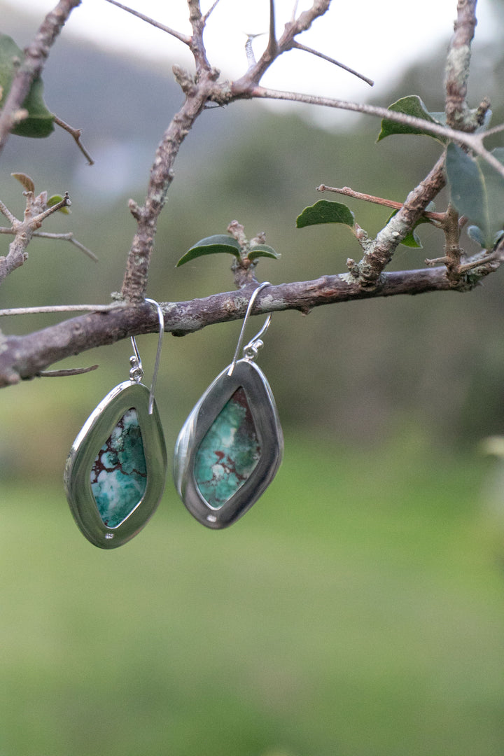 Turquoise Earrings set in Unique Sterling Silver