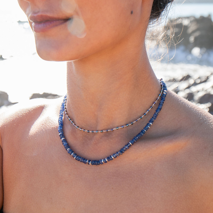 Blue Kyanite Necklace with Thai Hill Tribe Silver
