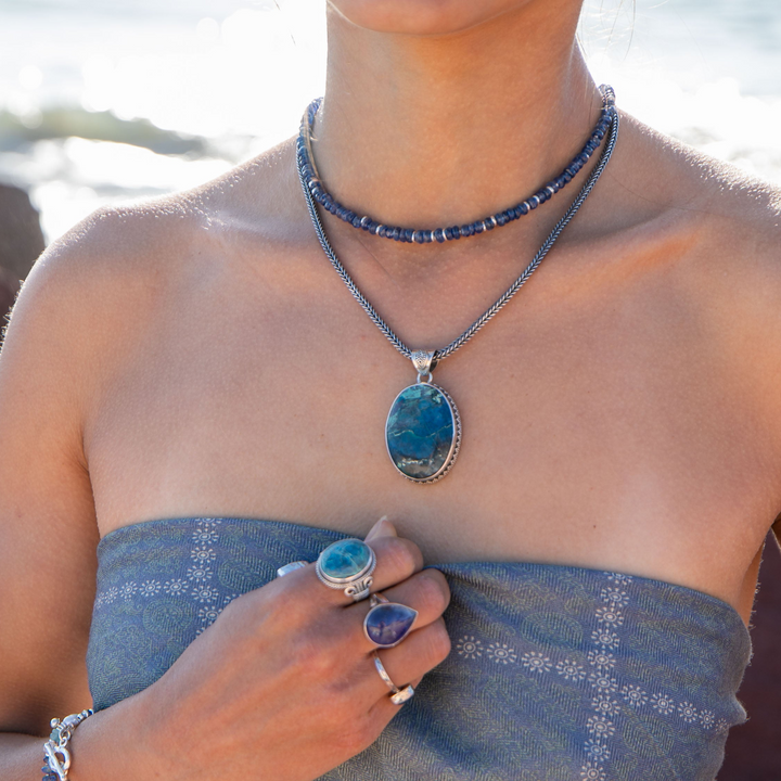 Statement Shattuckite Pendant in Tribal Sterling Silver Setting
