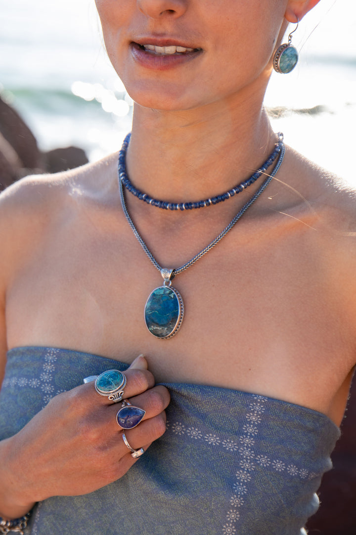 Statement Shattuckite Pendant in Tribal Sterling Silver Setting