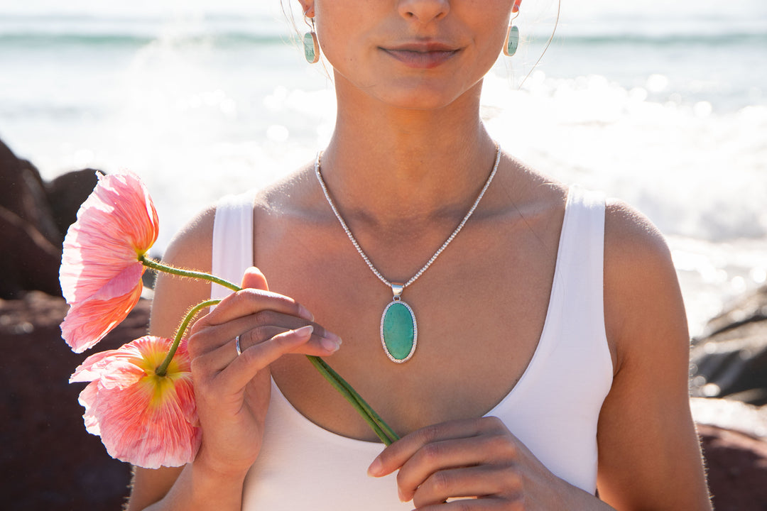 Statement Variscite Pendant in Bezel Sterling Silver Setting