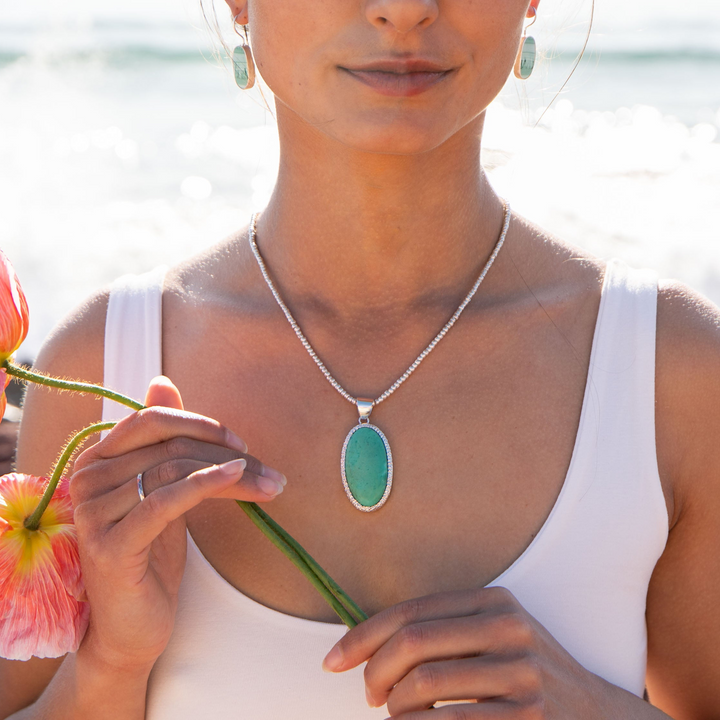 Statement Variscite Pendant in Bezel Sterling Silver Setting