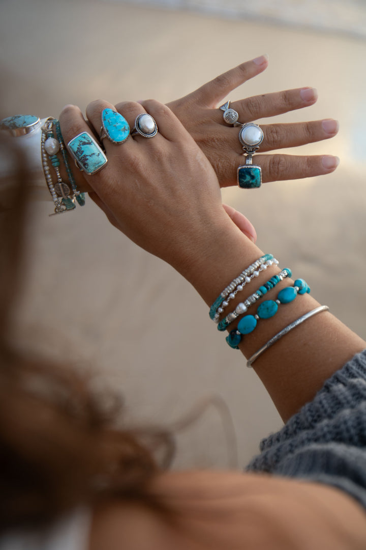 Arizona Turquoise  Ring in  Sterling Silver - Size 7.5 US