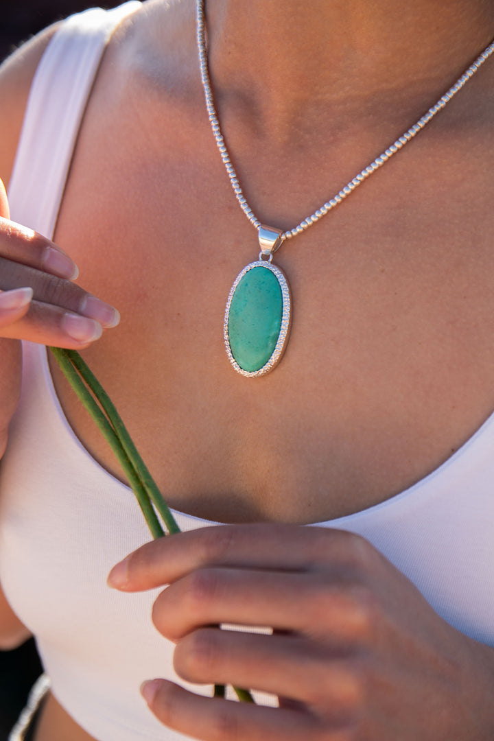 Statement Variscite Pendant in Bezel Sterling Silver Setting
