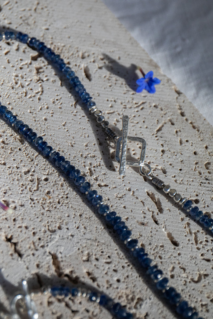 Blue Kyanite Necklace with Thai Hill Tribe Silver