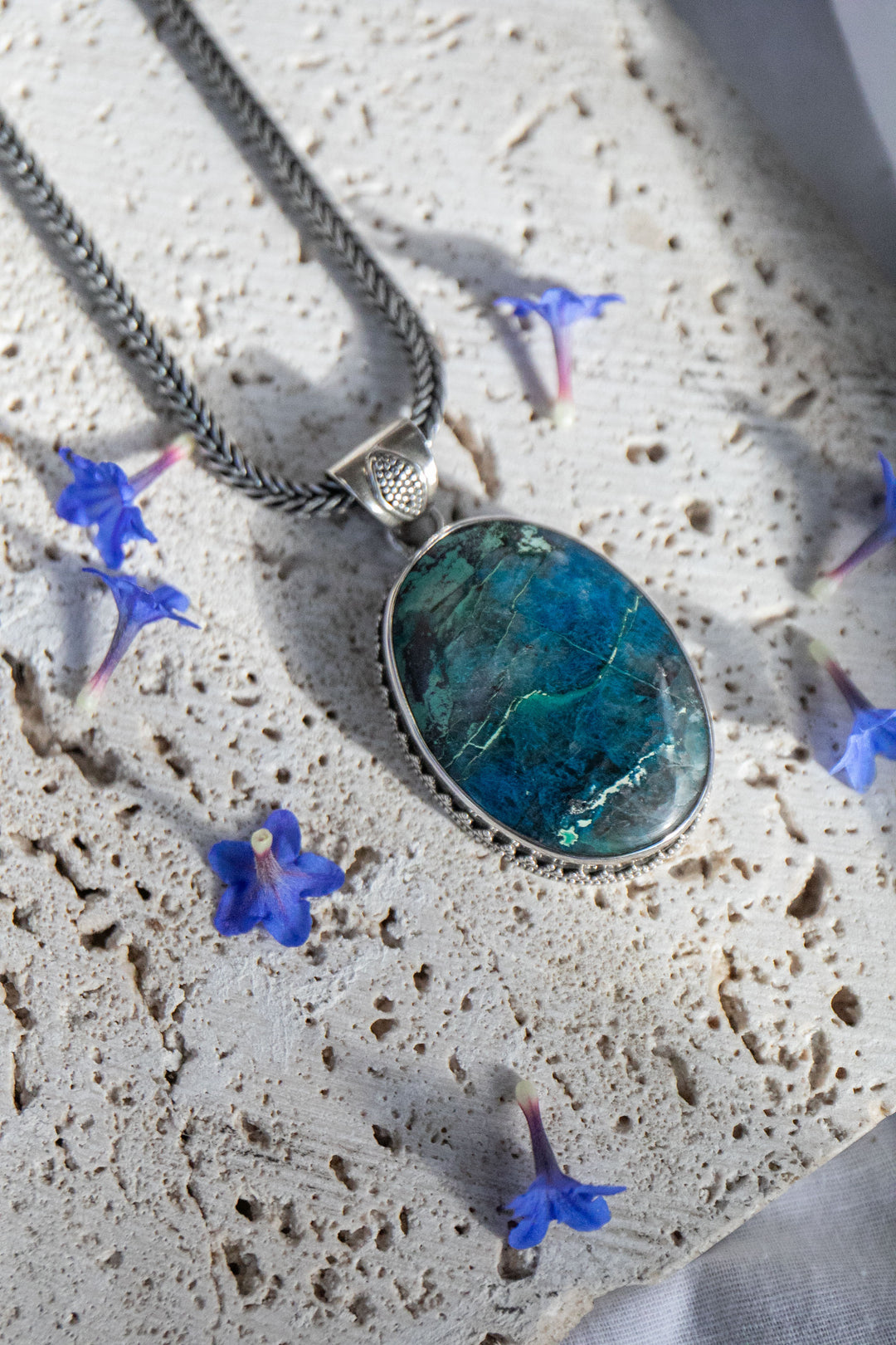 Statement Shattuckite Pendant in Tribal Sterling Silver Setting