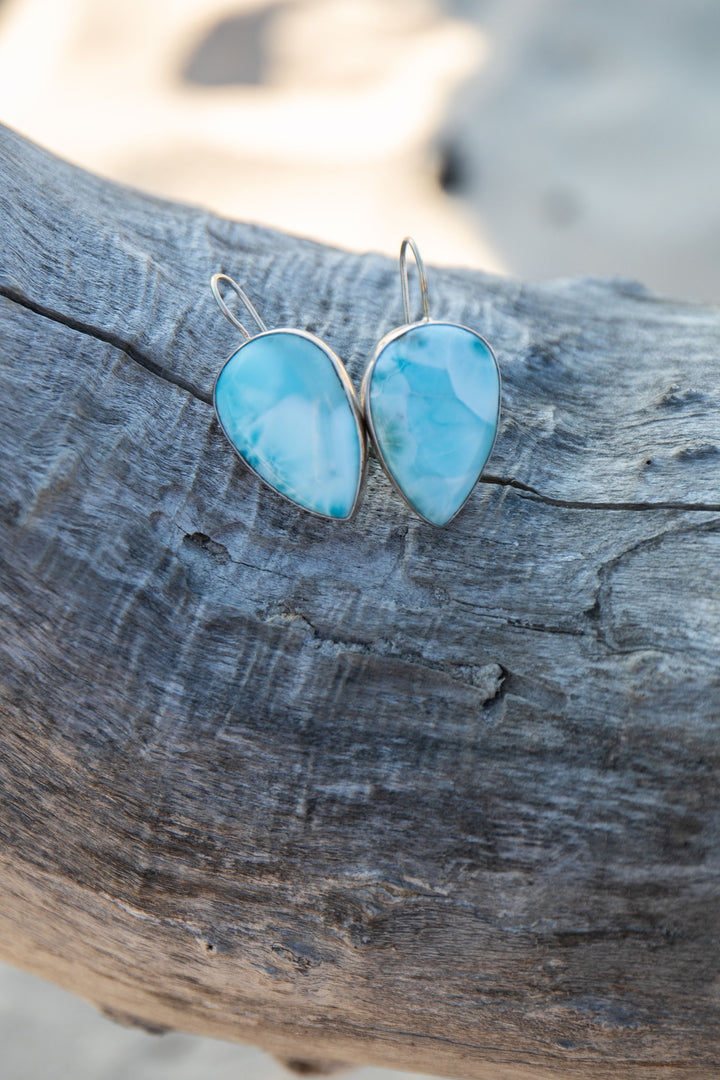 Statement Larimar Earrings set in 92.5% Sterling Silver