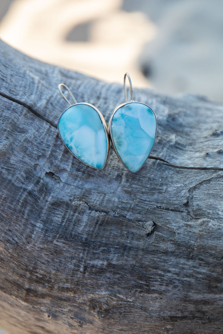 Statement Larimar Earrings set in 92.5% Sterling Silver