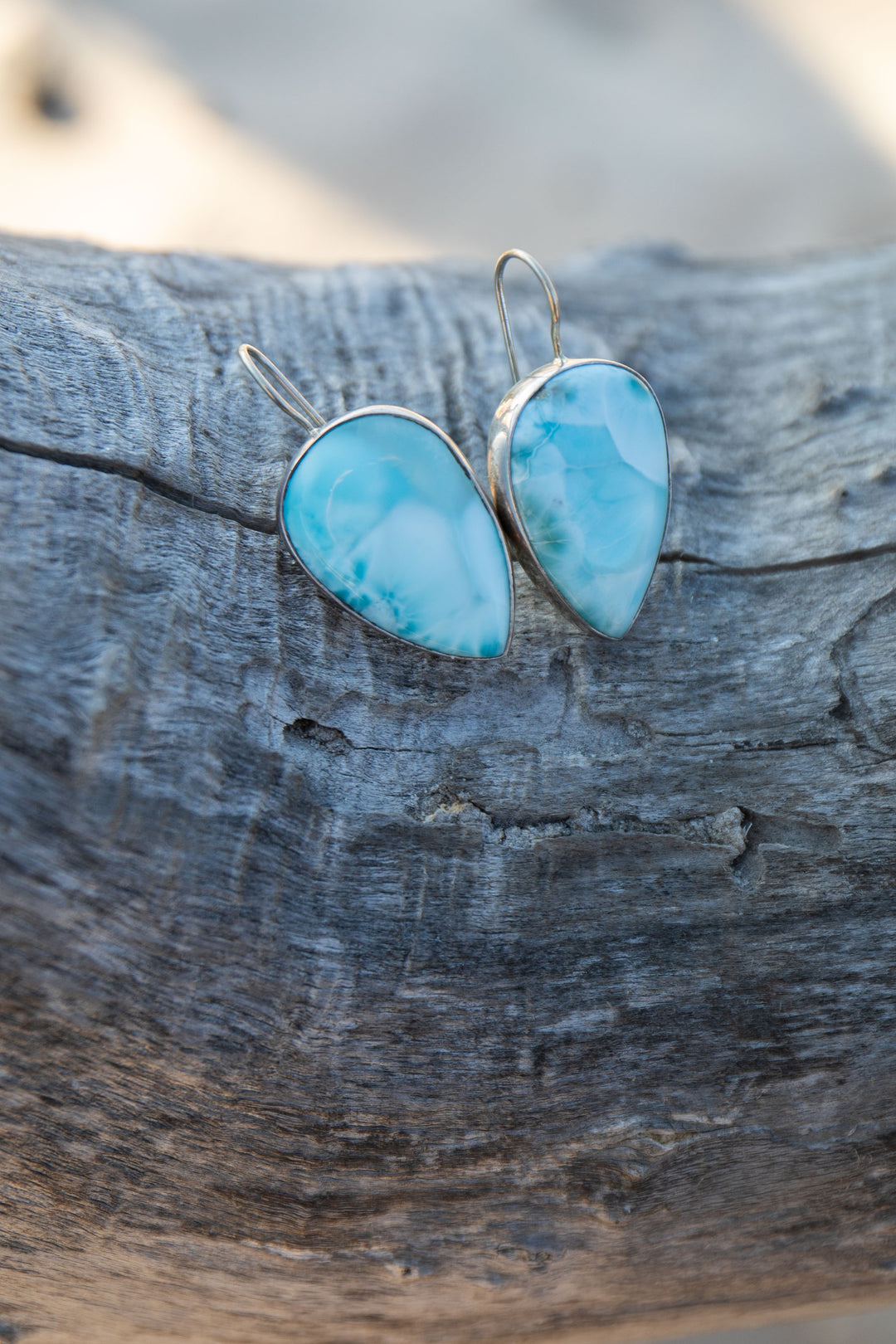 Statement Larimar Earrings set in 92.5% Sterling Silver