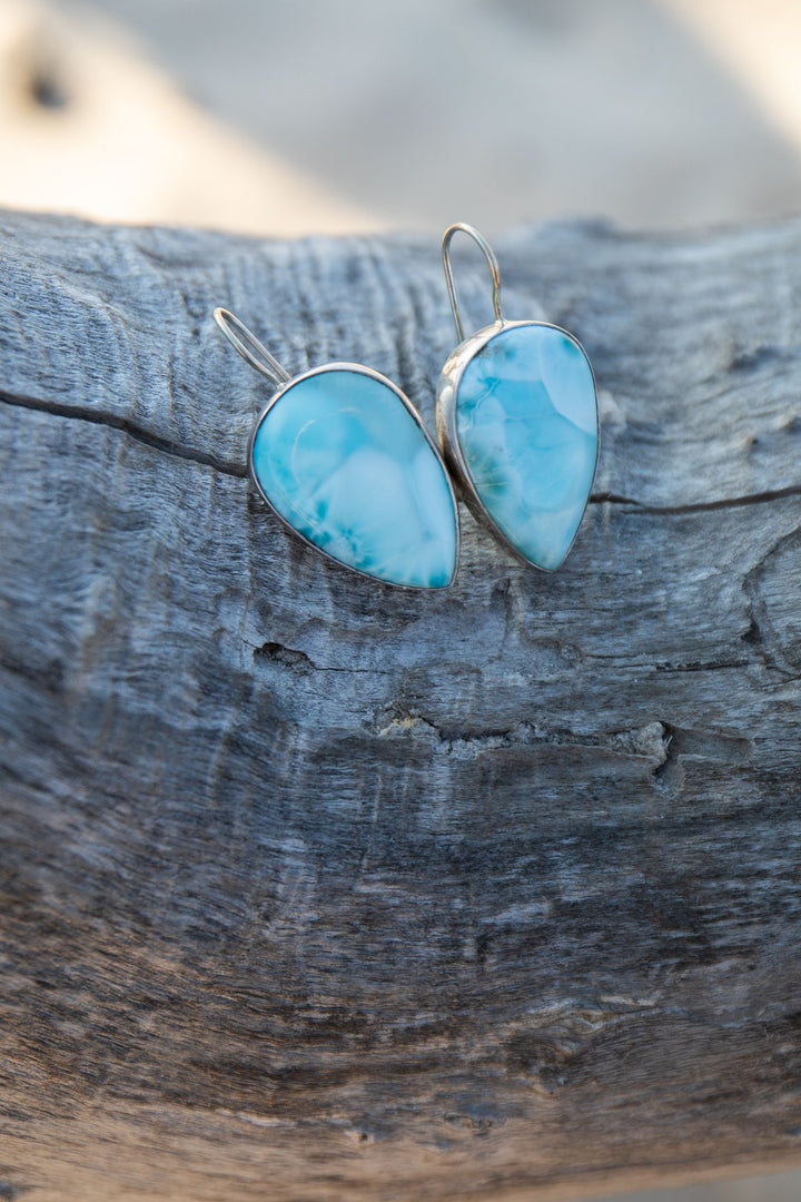 Statement Larimar Earrings set in 92.5% Sterling Silver
