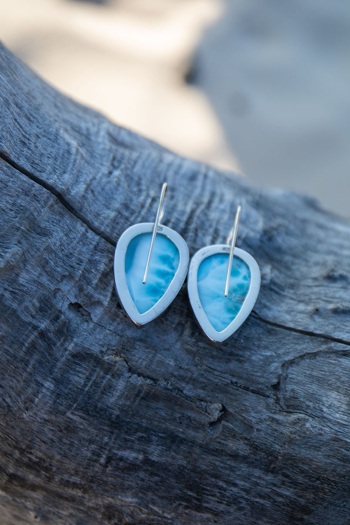 Statement Larimar Earrings set in 92.5% Sterling Silver
