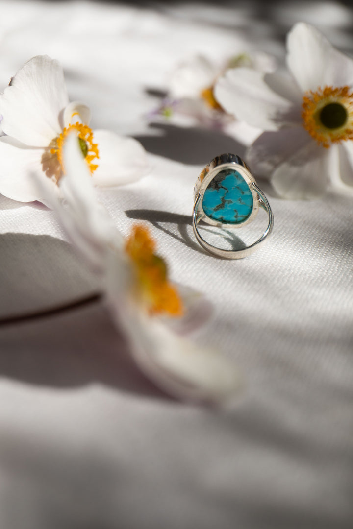 Arizona Turquoise  Ring in  Sterling Silver - Size 7.5 US