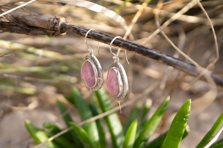 Faceted Pink Sapphire Earrings in Sterling Silver